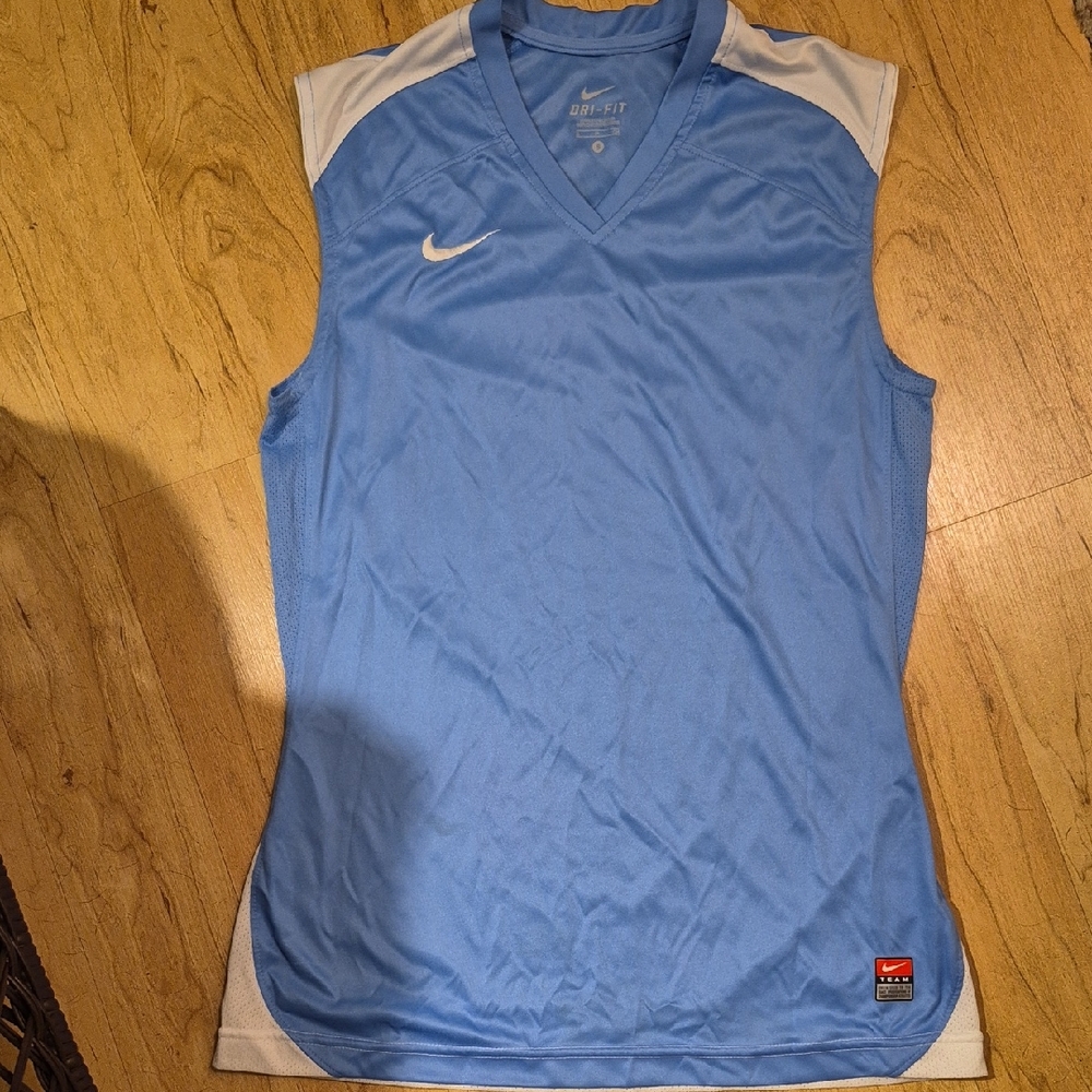Nike Light Blue and White Sleeveless Athletic Tank